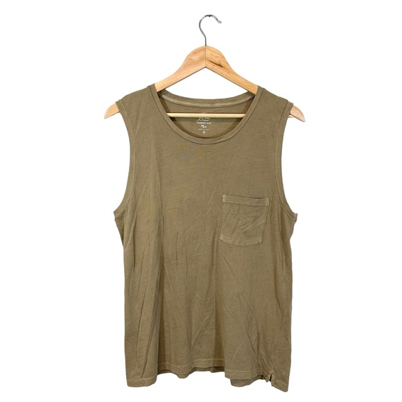 J. Crew Tops - J. Crew Pocket Tank Olive-Taupe Garment Dyed Sleeveless Shirt, NEW, Size M